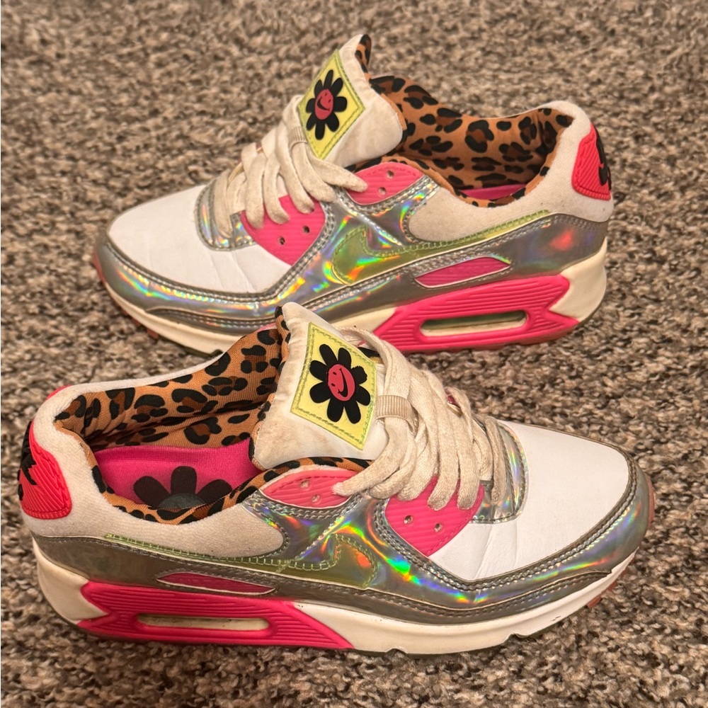 Nike Air Women's 6 Sneakers with Holographic, Pink, & cheetah print CQ2559100